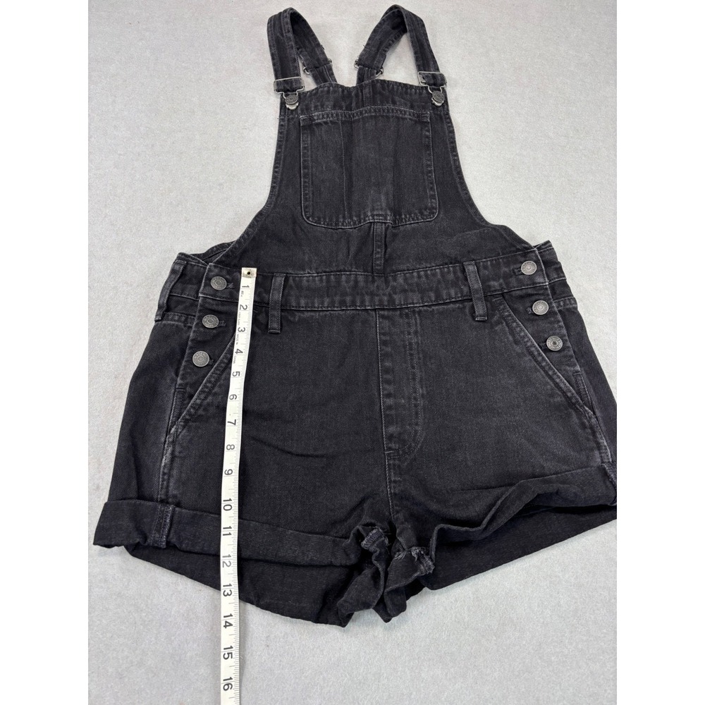 Madewell High Rise Washed Black Denim Adirondack Short Overalls size‎ M - Picture 6 of 8